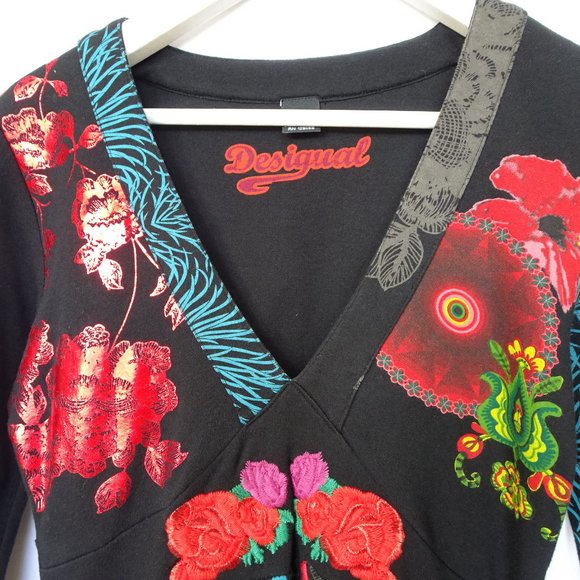 Desigual Black Graphic Embroidered Artsy Dress - Picture 5 of 10